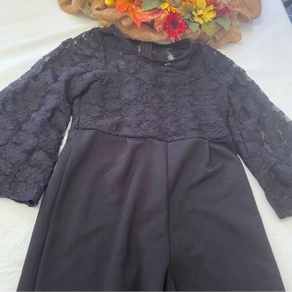 Girls Black Jumpsuit fits 8 Year Olds.Stretchy floral black on top half by SHEIN - Picture 3 of 14